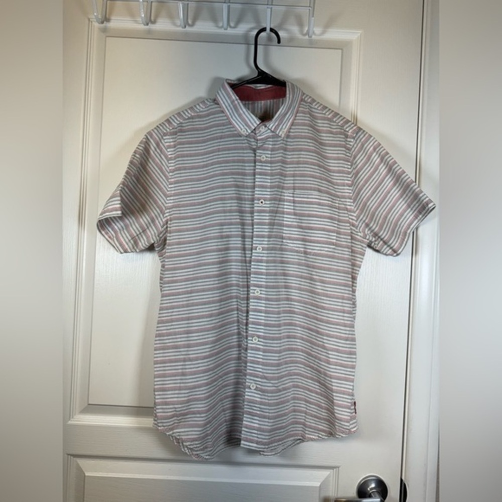 Howe Creative Workforce Stripe Patriotic Button Down Shirt Size Med EUC #5801